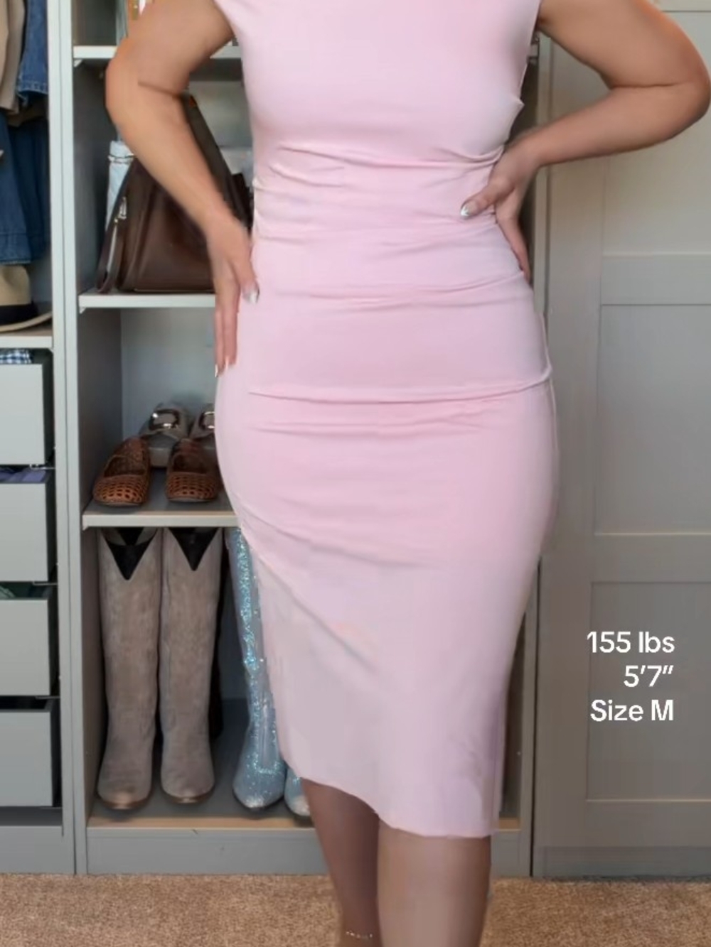 Sleeveless Pink Bodycon Midi Dress